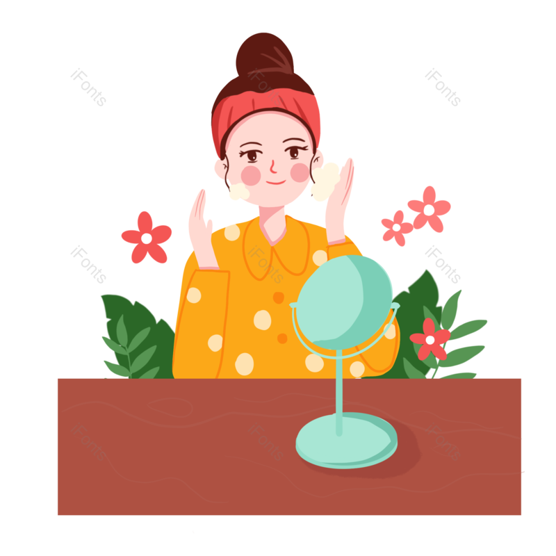 插画图片,化妆元素,美妆PNG,女孩免抠素材